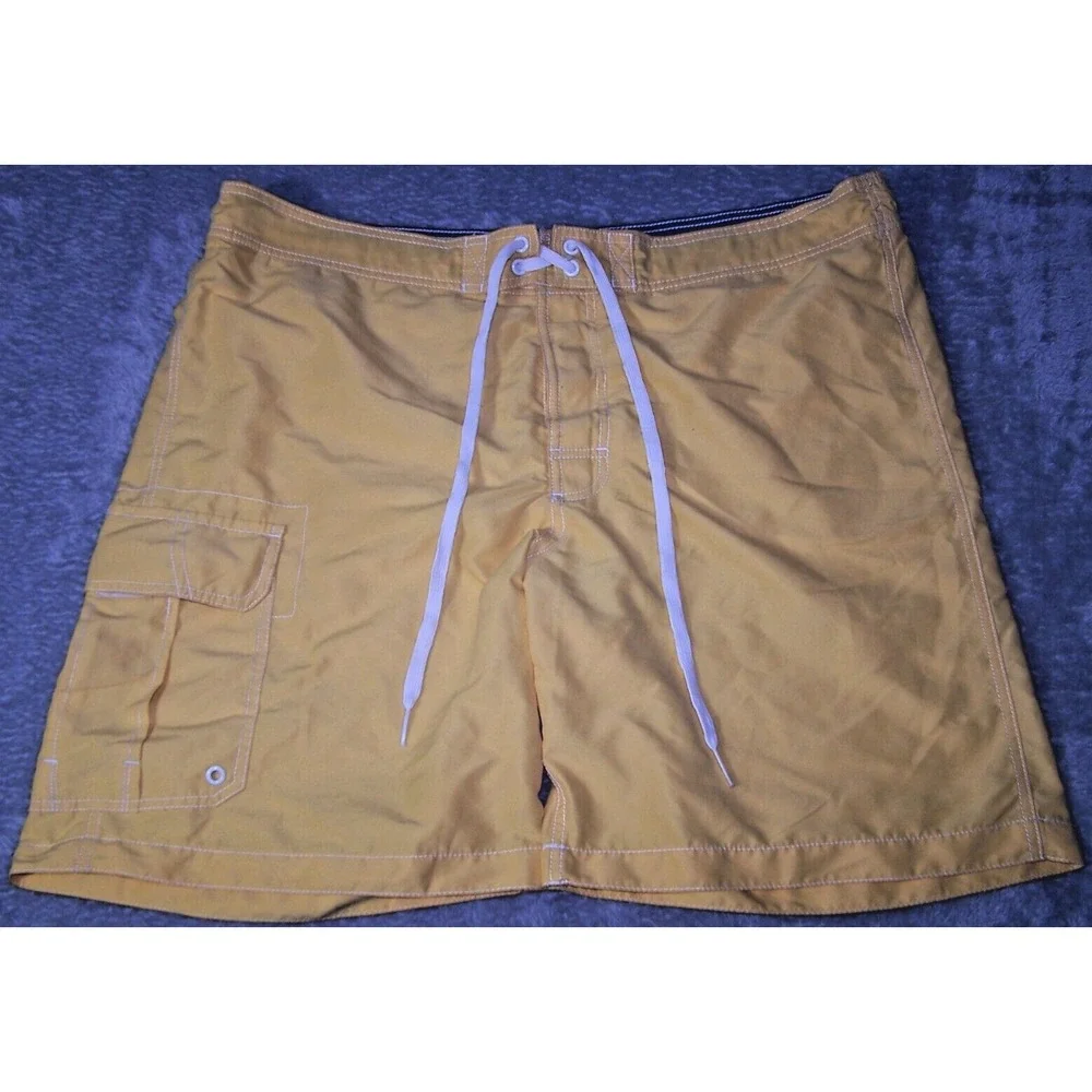 Merona Swim Men's XL 40/42‎ Trunks Board Shorts Yellow Pre-Owned